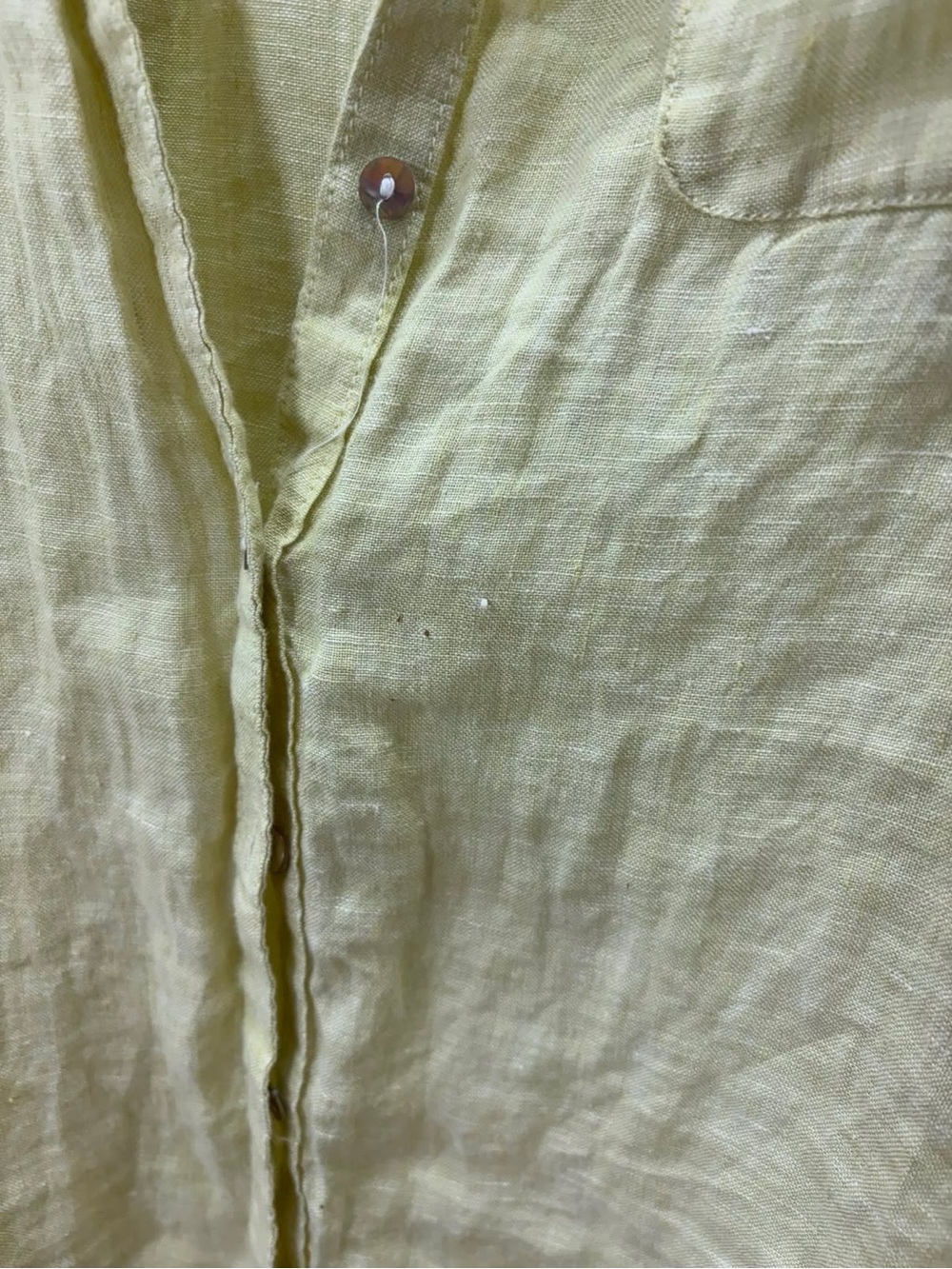 Sigrid Olsen Pale pastel yellow coastal beach Linen Button-Down Shirt - Picture 6 of 9